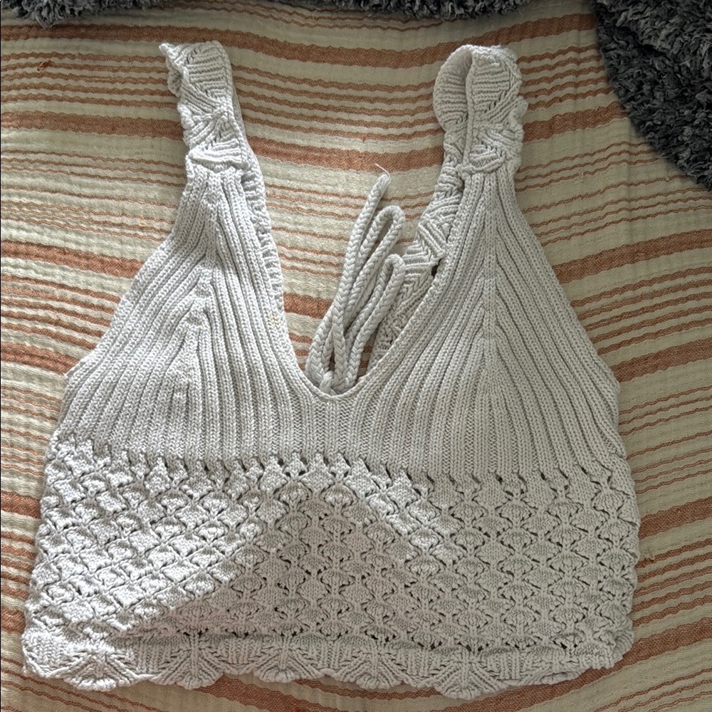 White Knit Crop Top